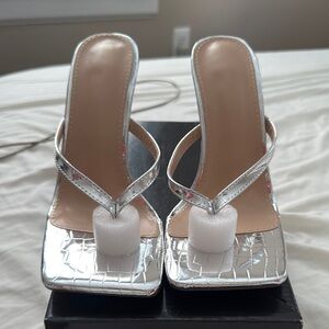 Silver Women's Heeled Sandals